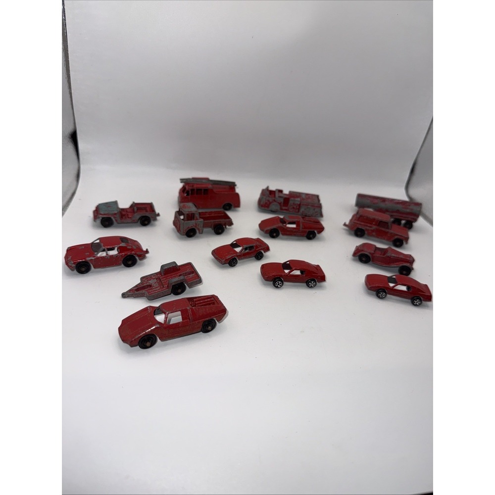 Vintage Die Cast Cars Lot 14 Tootsie Midge Abarth Budgie  Cars Truck Firetruck